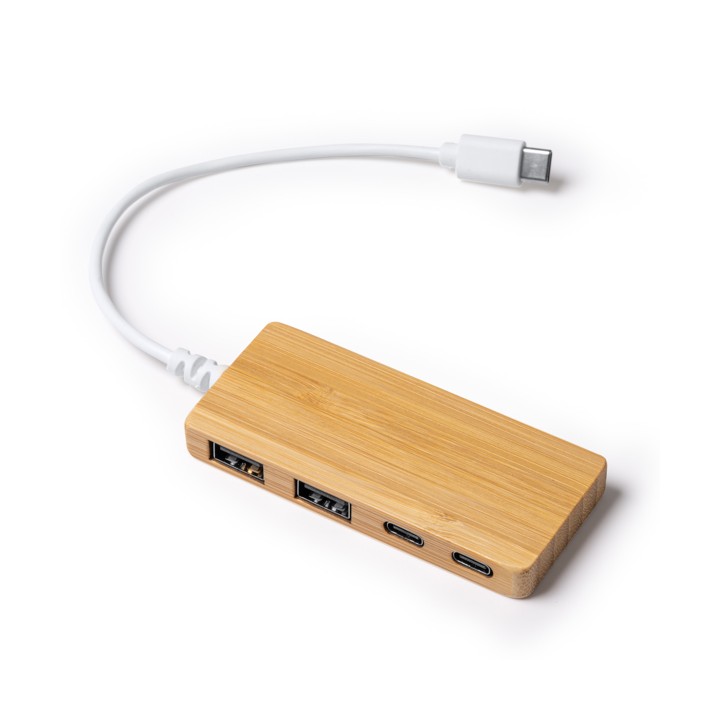 Бамбуков USB-C Хъб PABLEK - 4 Порта за Стил и Ефективност